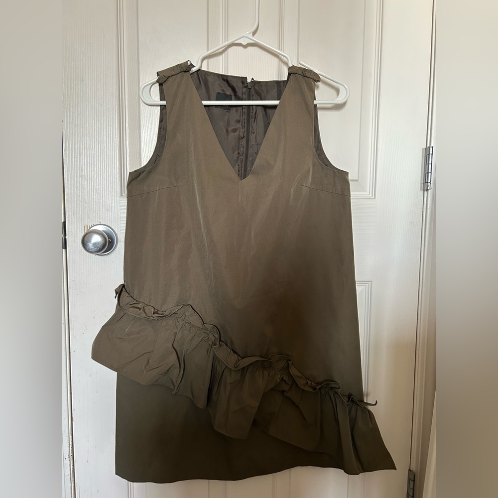 Pinko Asymmetrical Olive Dress